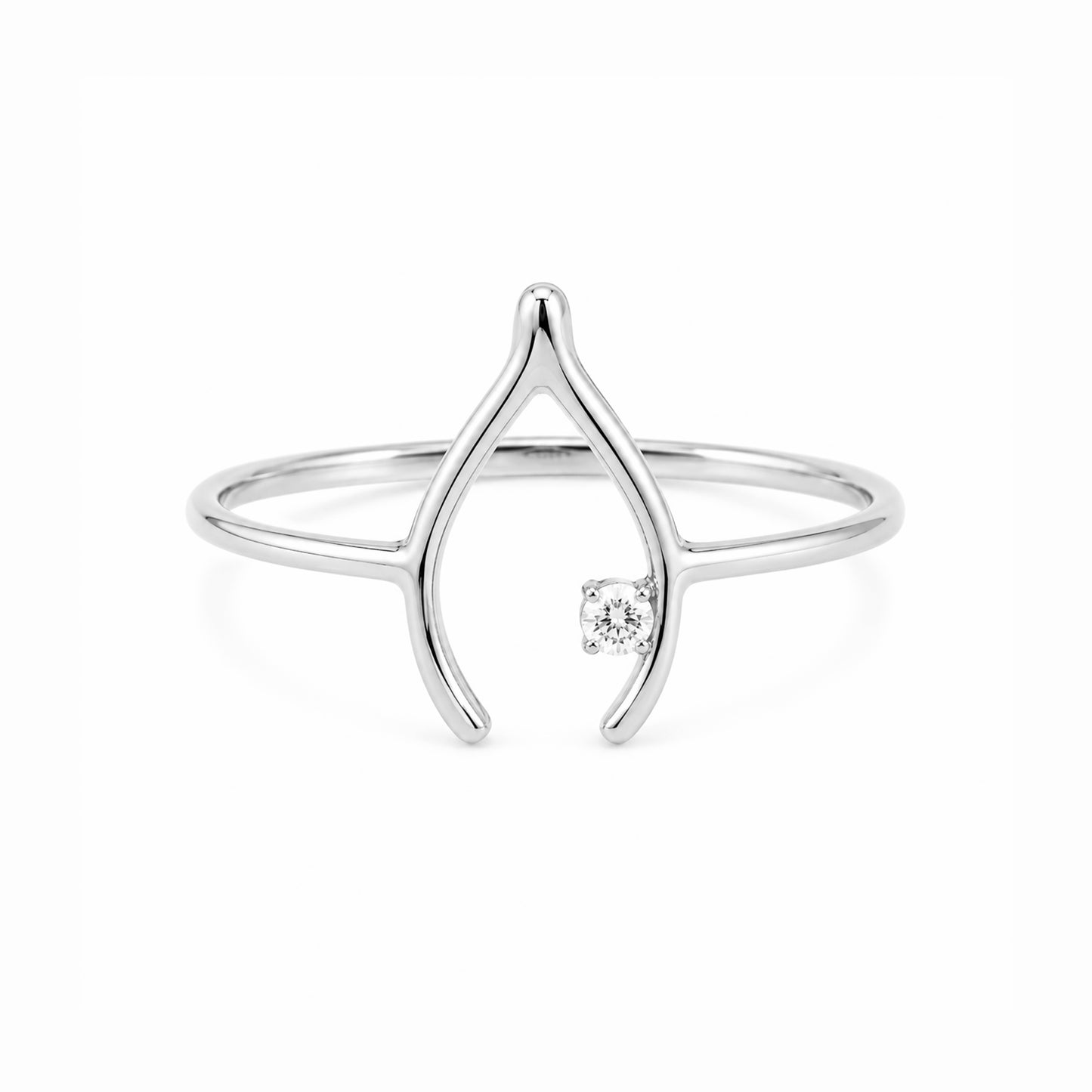 14K Gold Diamond Wishbone Ring