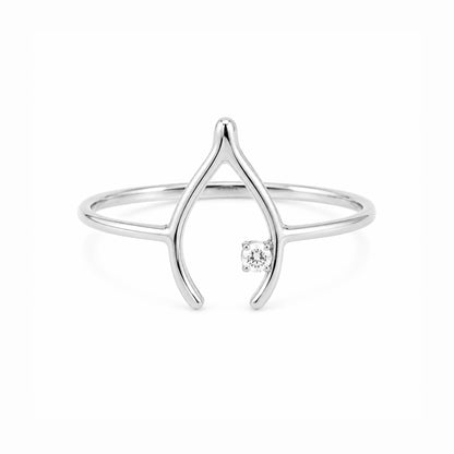 14K Gold Diamond Wishbone Ring