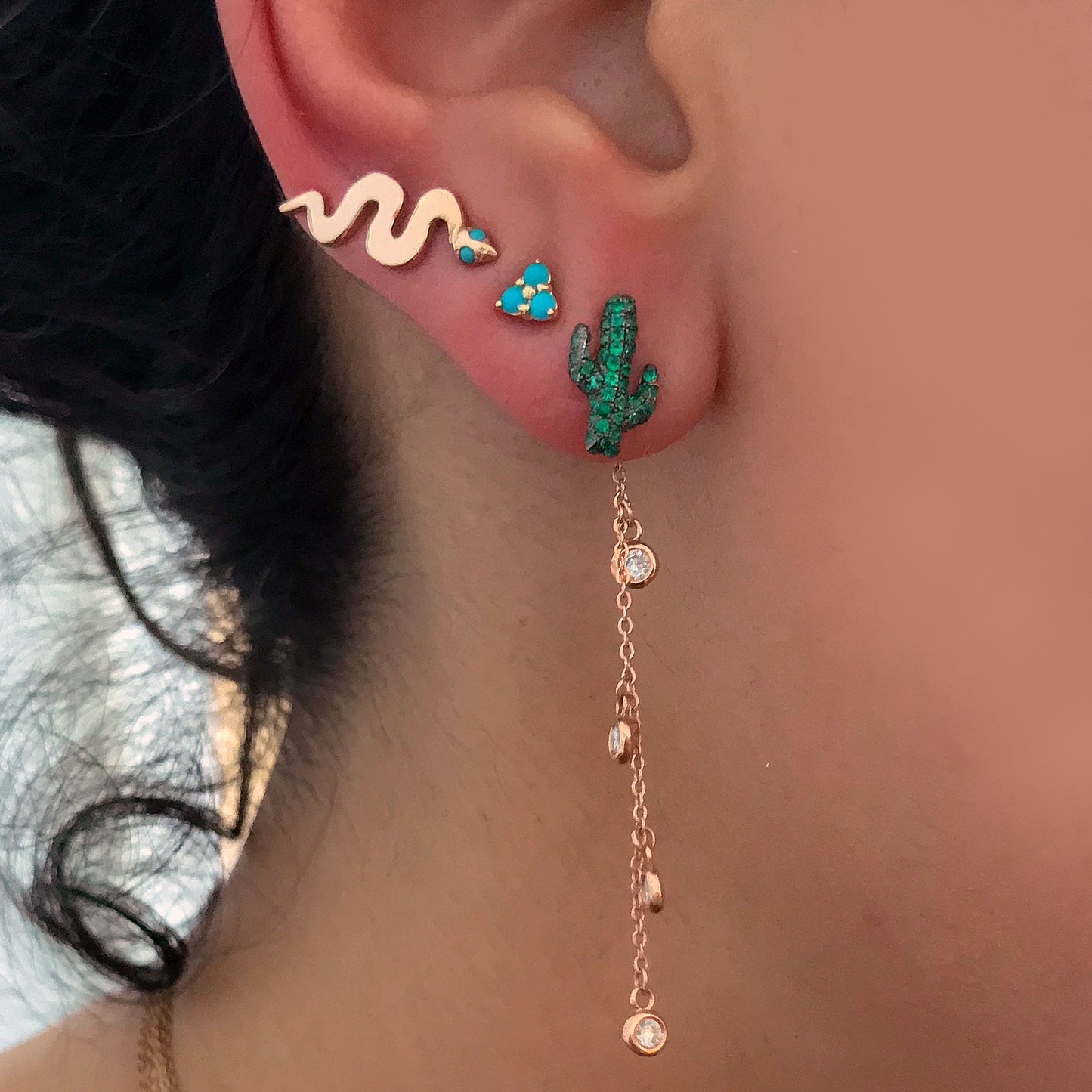 14K Gold XS Cactus Stud Earrings