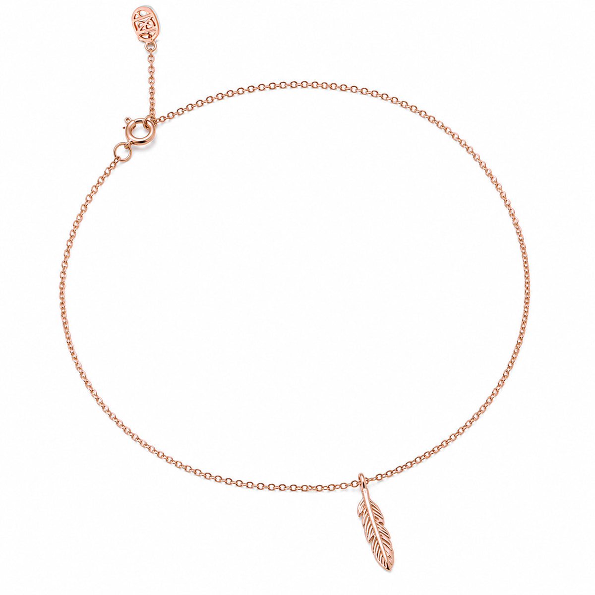14K Gold Single Feather Ankle Bracelet (Anklet)