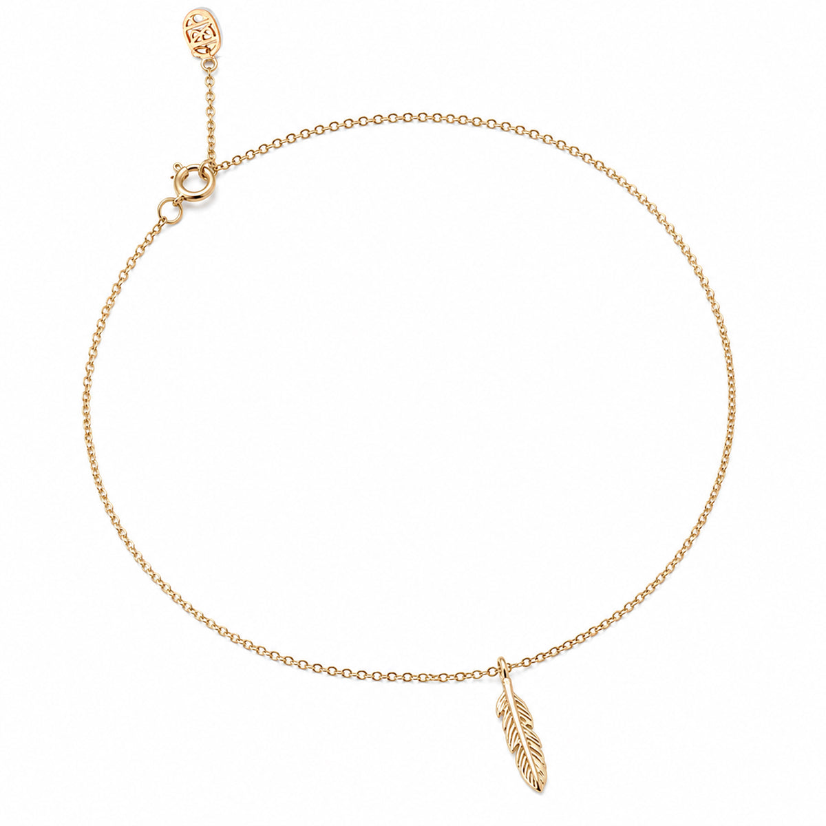 14K Gold Single Feather Ankle Bracelet (Anklet)