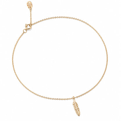 14K Gold Single Feather Ankle Bracelet (Anklet)
