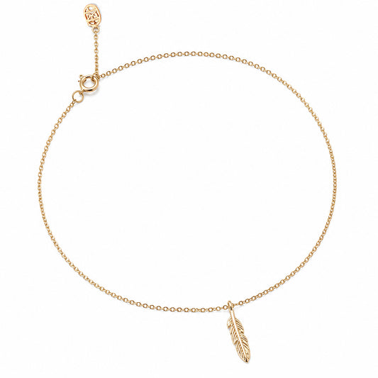 14K Gold Single Feather Ankle Bracelet (Anklet)