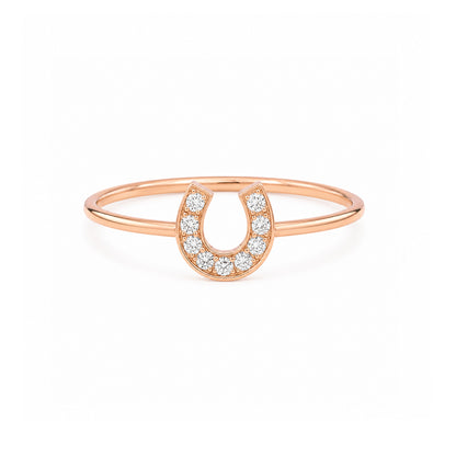 14K Gold Pavé Diamond XS Size Horseshoe Ring