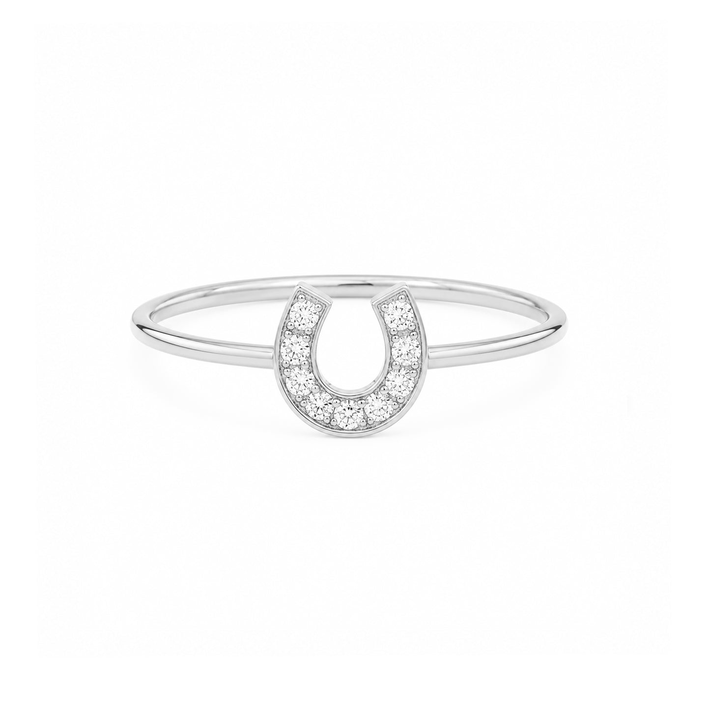 14K Gold Pavé Diamond XS Size Horseshoe Ring