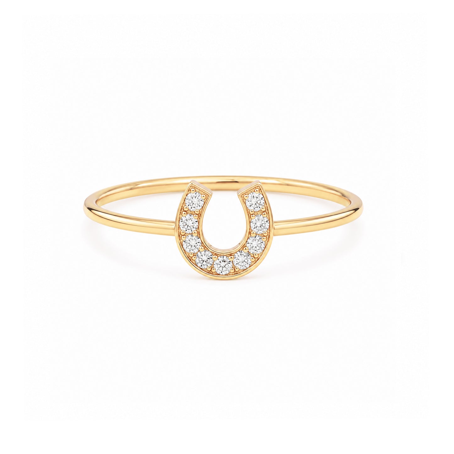 14K Gold Pavé Diamond XS Size Horseshoe Ring