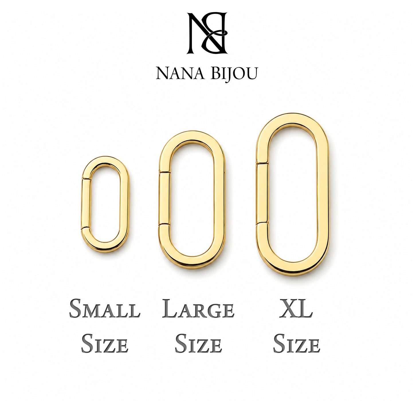 14K Gold Elongated Oval Charm Enhancer ~ Large Size