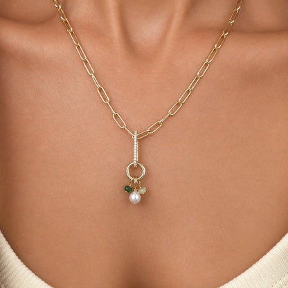14K Gold Elongated Oval Diamond Charm Enhancer ~ XL Size
