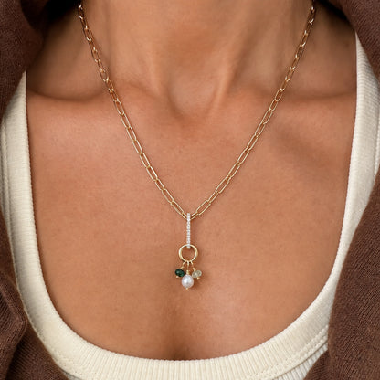 14K Gold Elongated Oval Diamond Charm Enhancer ~ XL Size