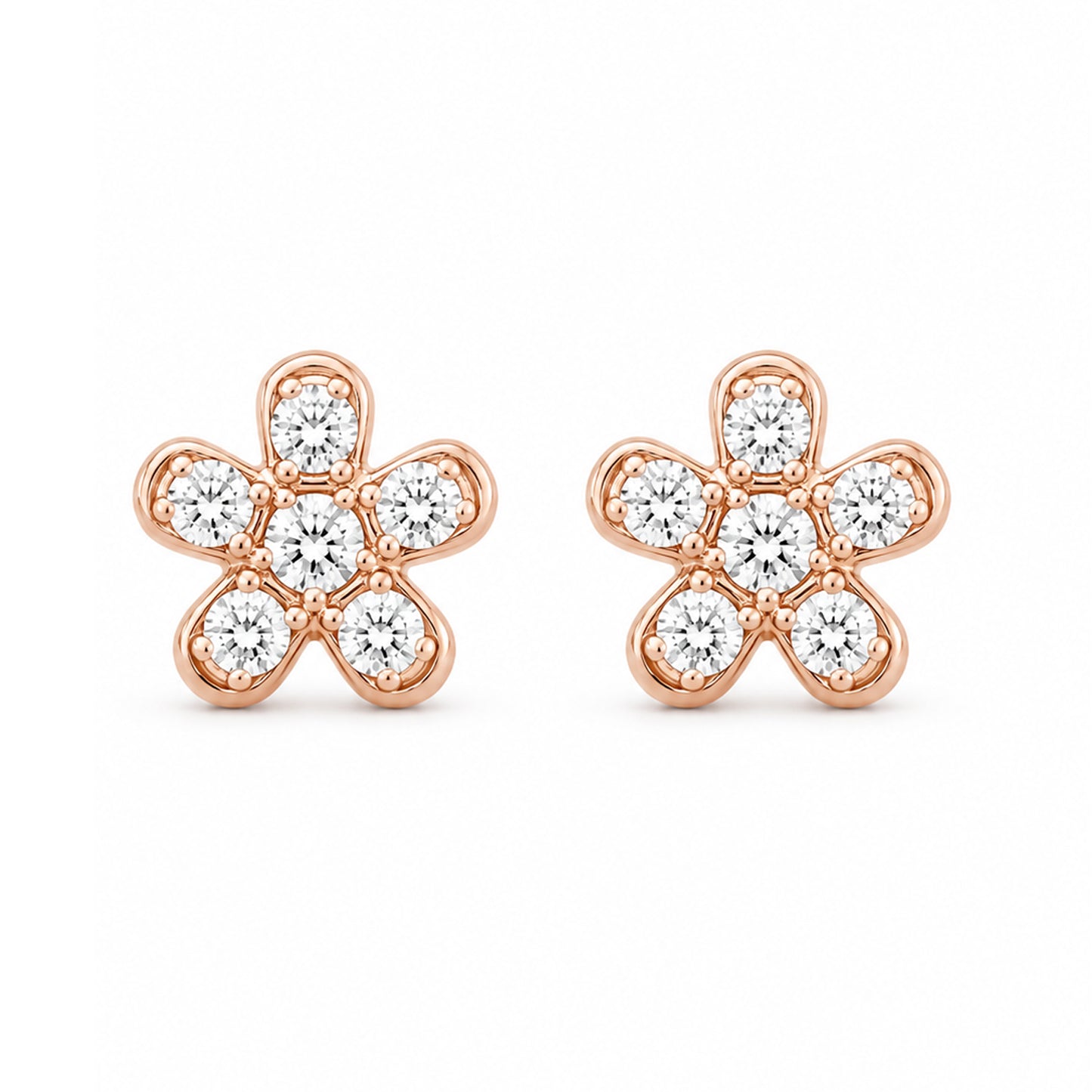 14K Gold Pavé Diamond XS Daisy Flower Stud Earrings
