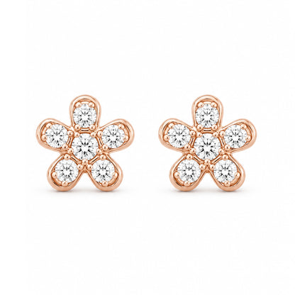 14K Gold Pavé Diamond XS Daisy Flower Stud Earrings