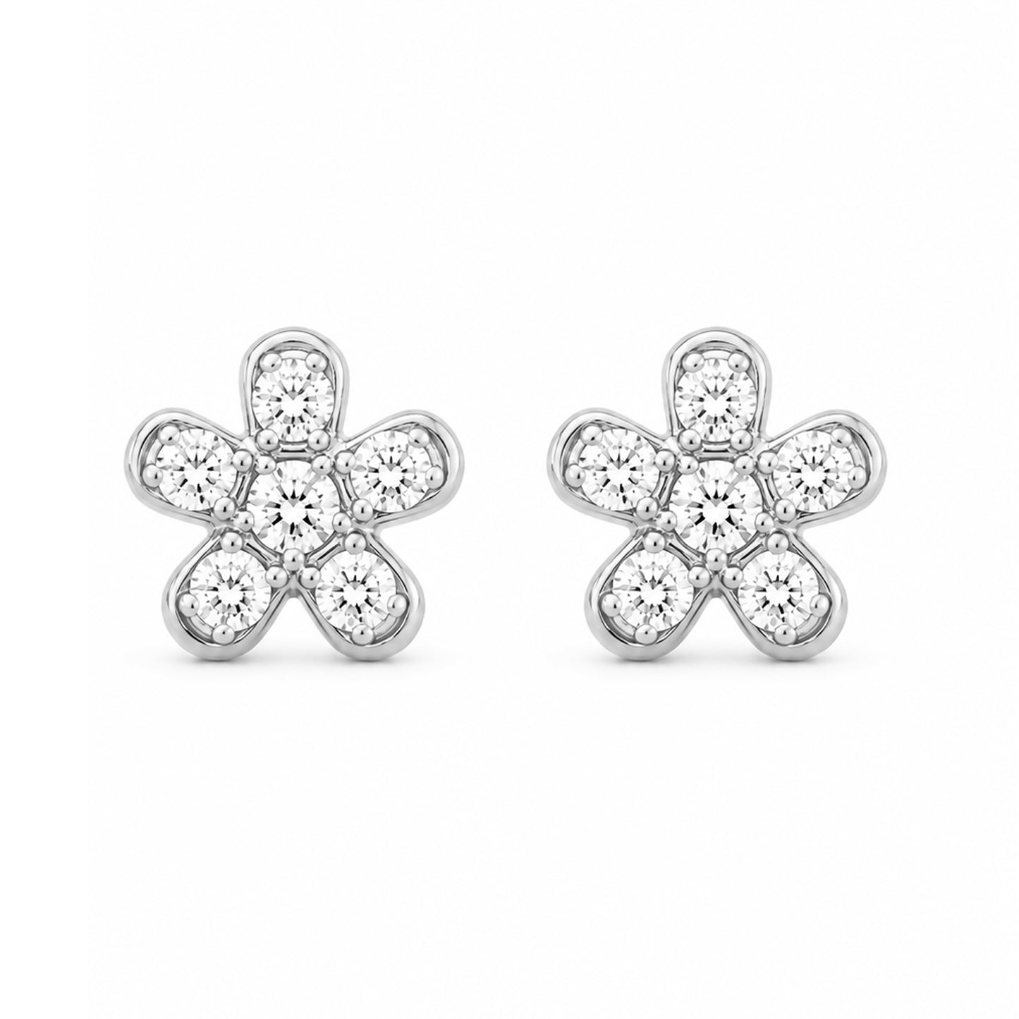 14K Gold Pavé Diamond XS Daisy Flower Stud Earrings