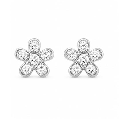 14K Gold Pavé Diamond XS Daisy Flower Stud Earrings