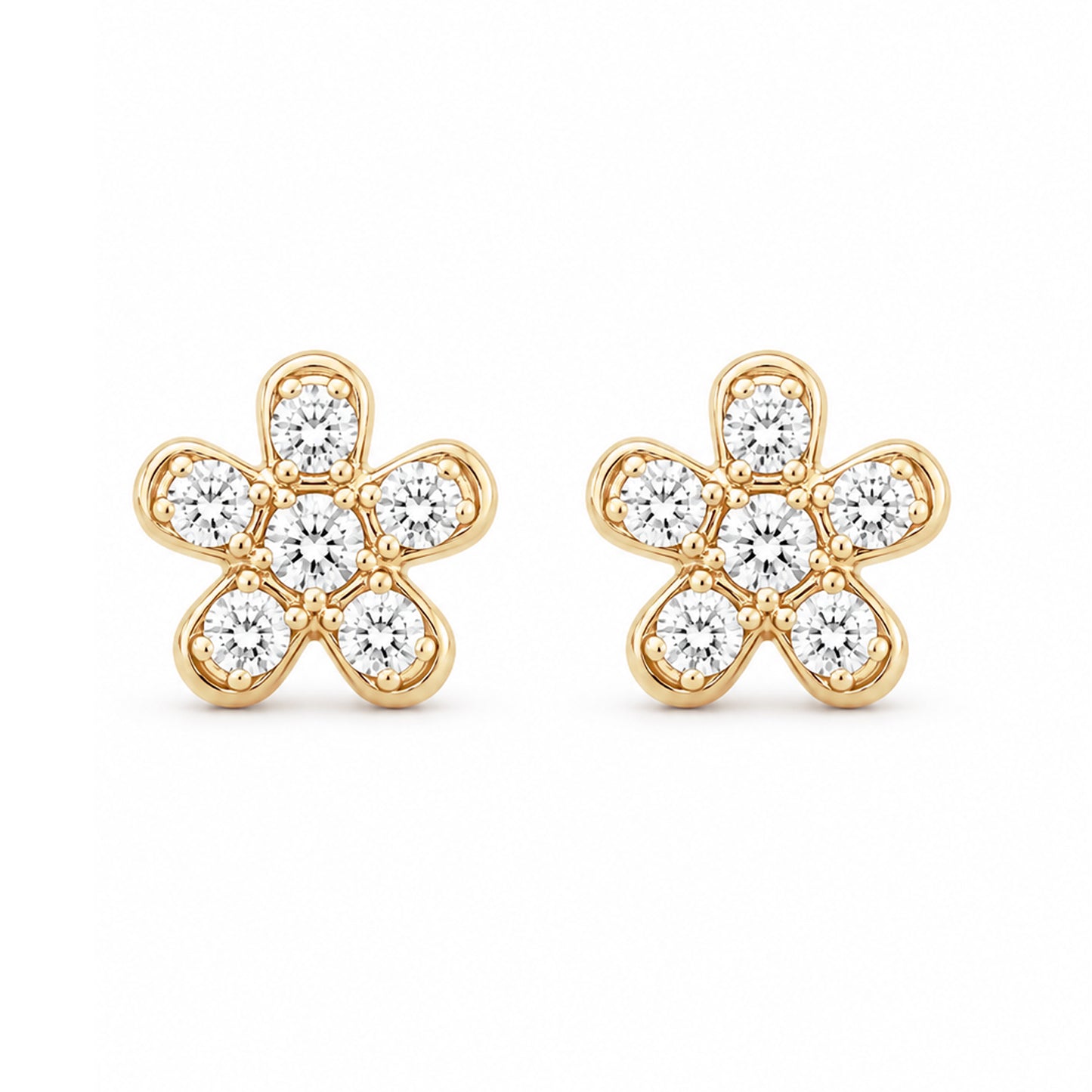 14K Gold Pavé Diamond XS Daisy Flower Stud Earrings