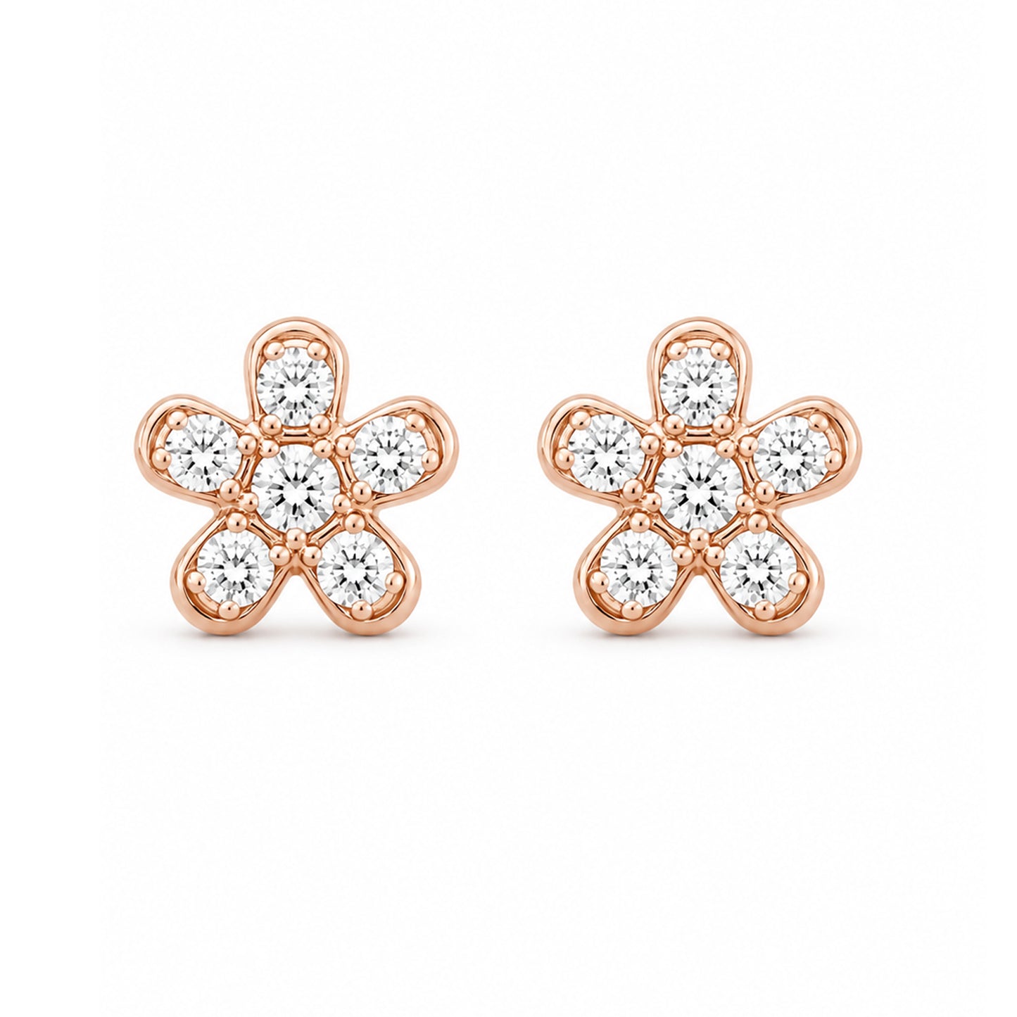 14K Gold Pavé Diamond XS Daisy Flower Stud Earrings