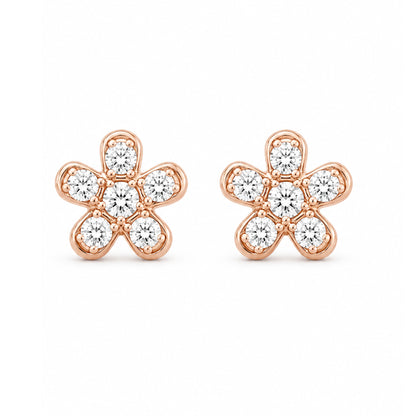 14K Gold Pavé Diamond XS Daisy Flower Stud Earrings