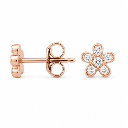 14K Gold Pavé Diamond XS Daisy Flower Stud Earrings