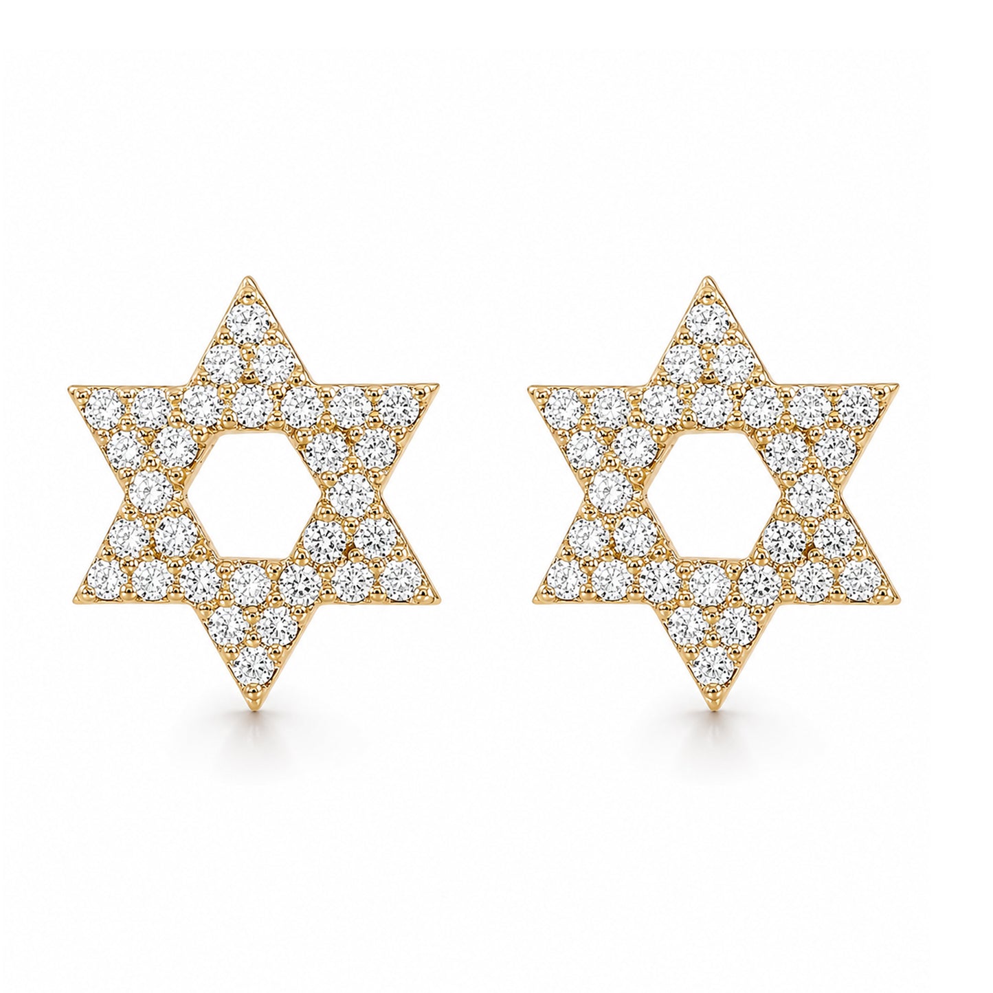 14K Gold Pavé Diamond Star of David Stud Earrings