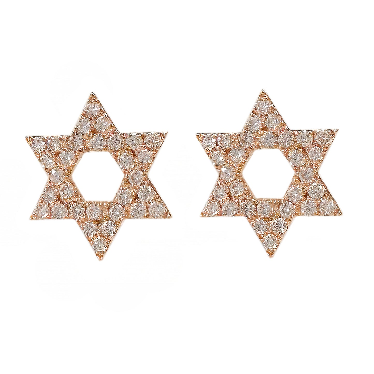 14K Gold Pavé Diamond Star of David Stud Earrings