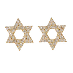 14K Gold Pavé Diamond Star of David Stud Earrings