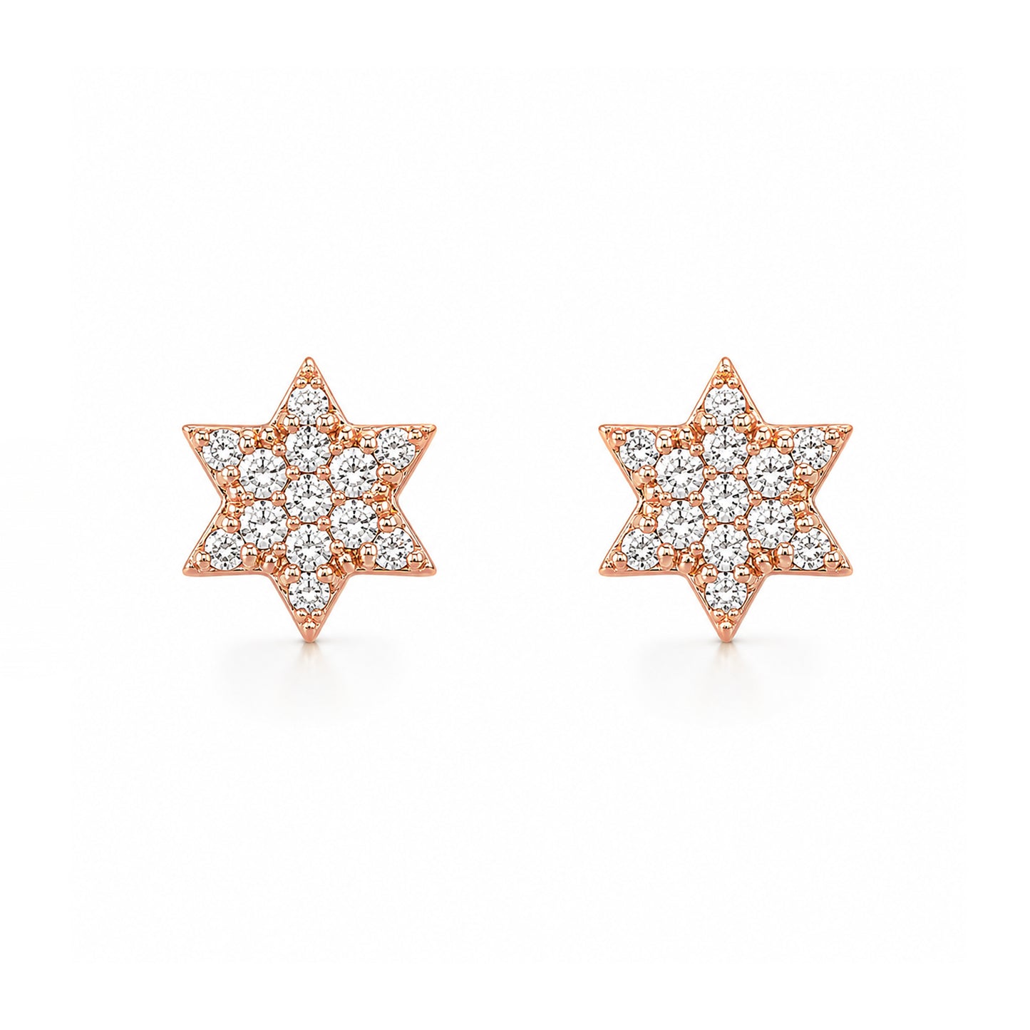 14K Gold Tiny Pavé Diamond Star of David Stud Earrings