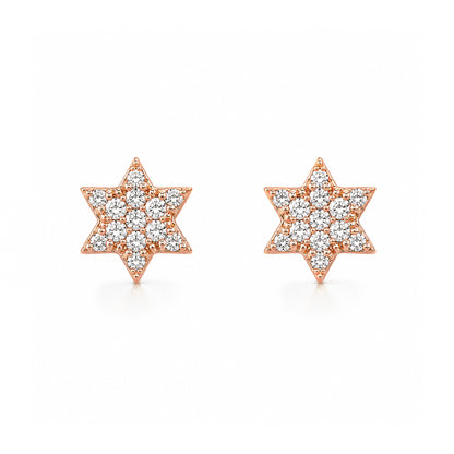 14K Gold Tiny Pavé Diamond Star of David Stud Earrings