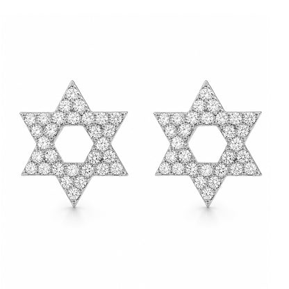 14K Gold Pavé Diamond Star of David Stud Earrings