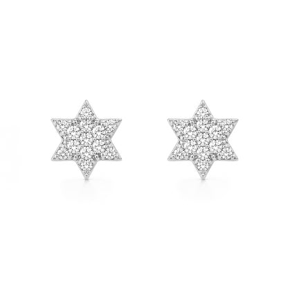 14K Gold Tiny Pavé Diamond Star of David Stud Earrings