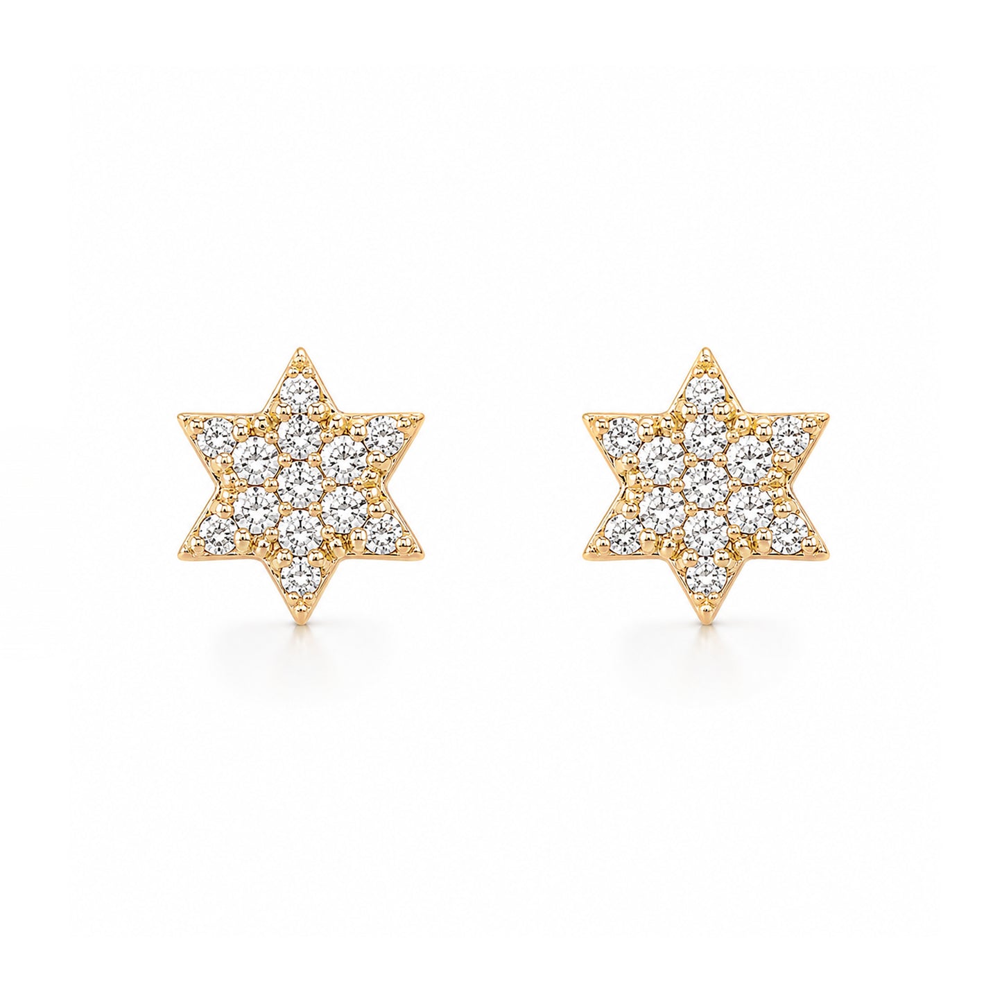 14K Gold Tiny Pavé Diamond Star of David Stud Earrings