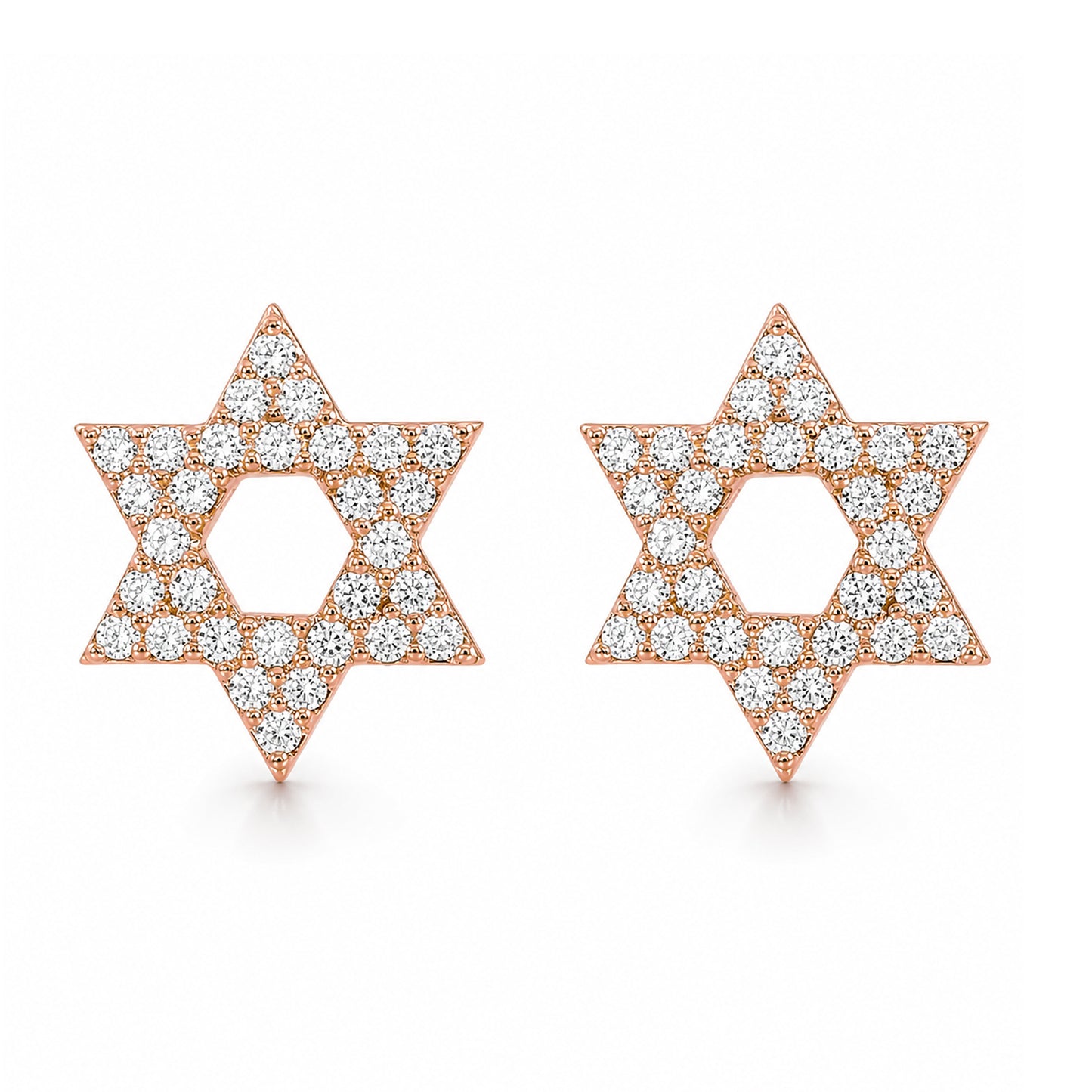 14K Gold Pavé Diamond Star of David Stud Earrings