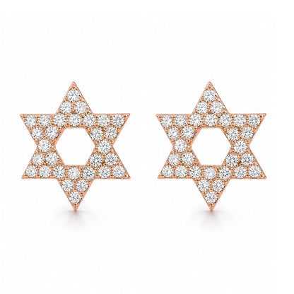 14K Gold Pavé Diamond Star of David Stud Earrings
