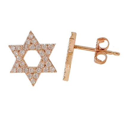 14K Gold Pavé Diamond Star of David Stud Earrings