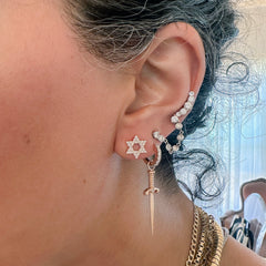 14K Gold Pavé Diamond Star of David Stud Earrings