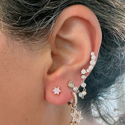 14K Gold Tiny Pavé Pink Sapphire Star of David Stud Earrings