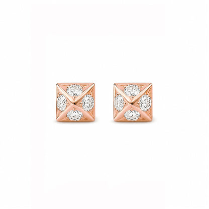 Spike Collection: 14K Gold Pavé Diamond Pyramid Spike Stud Earrings, XS Size