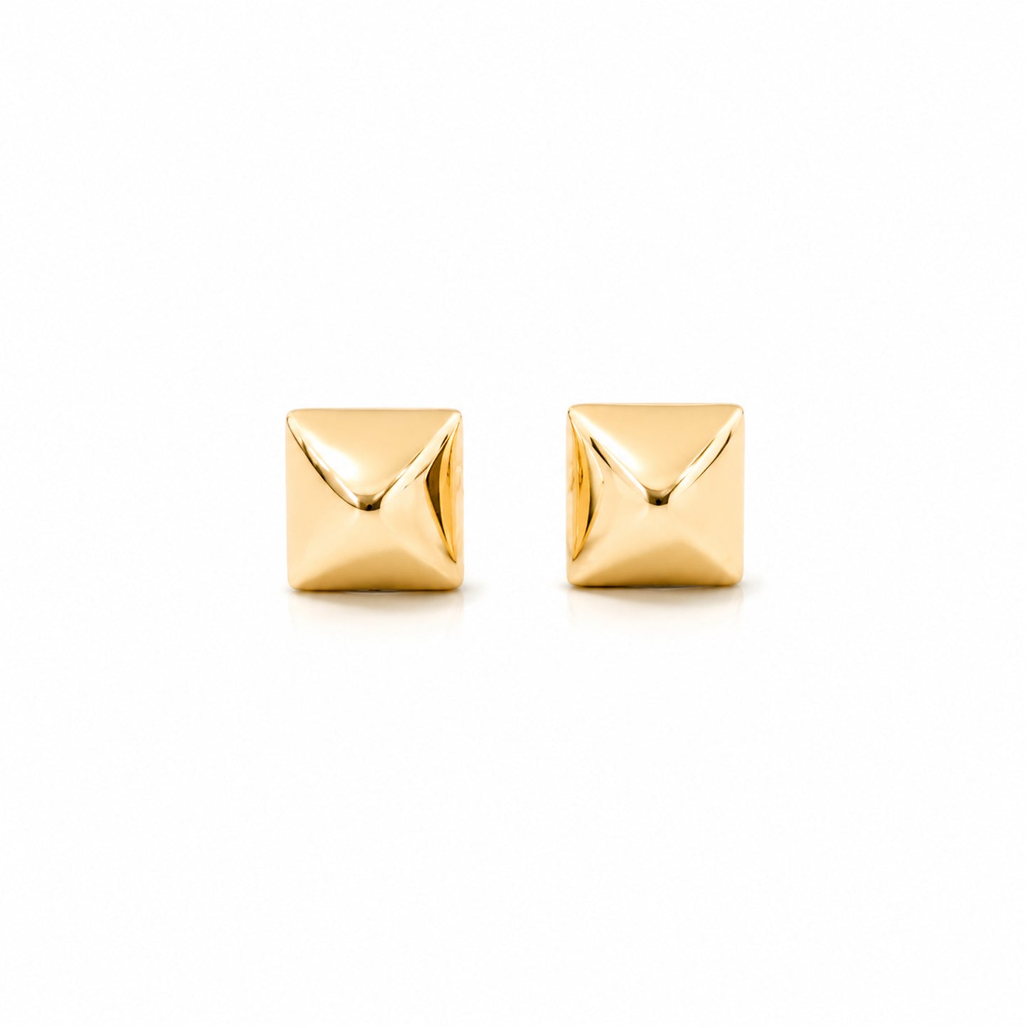 Spike Collection: 14K Gold Pyramid Spike Stud Earrings, XS Size