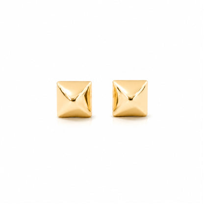 Spike Collection: 14K Gold Pyramid Spike Stud Earrings, XS Size
