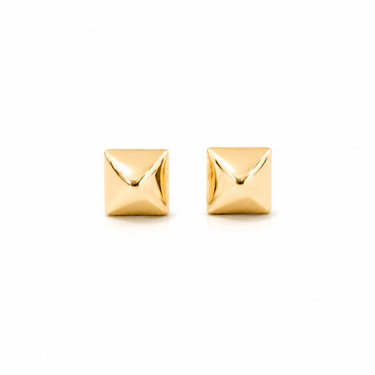Spike Collection: 14K Gold Pyramid Spike Stud Earrings, XS Size