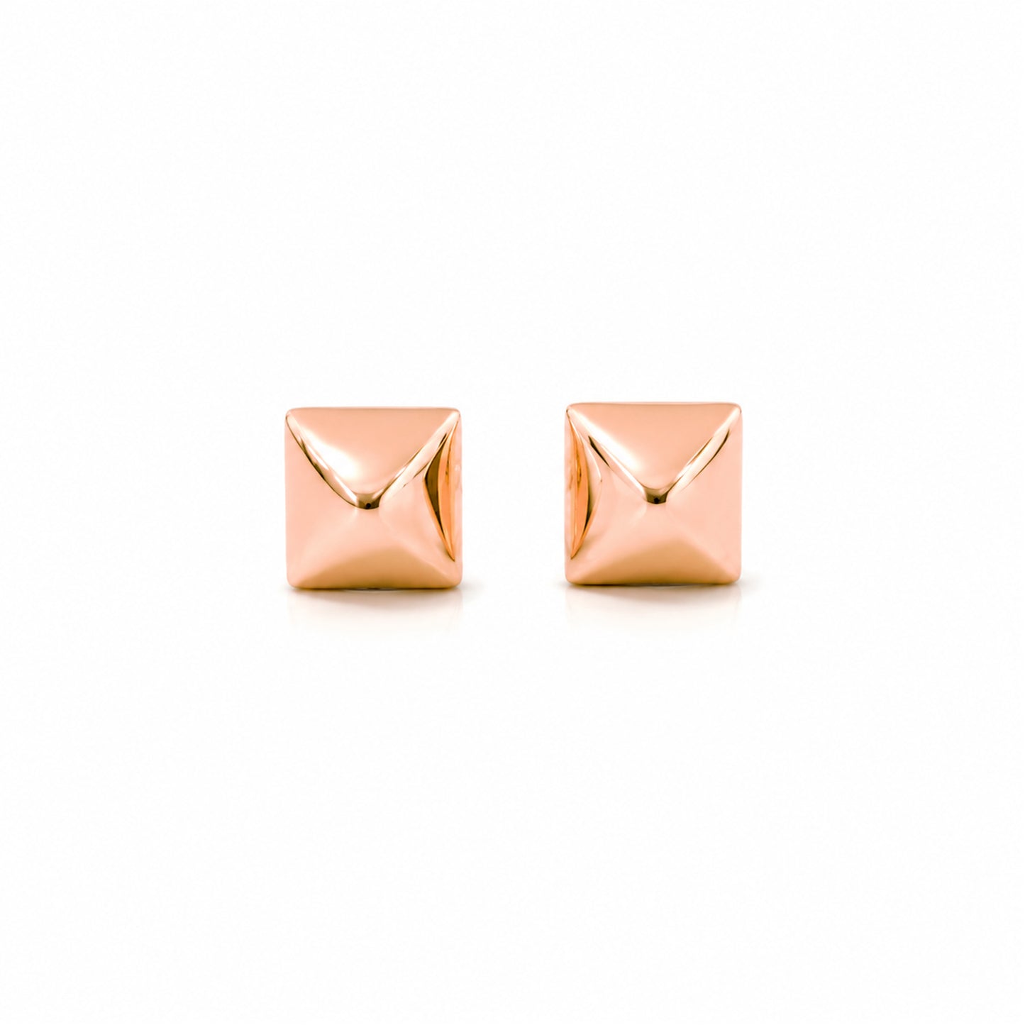 Spike Collection: 14K Gold Pyramid Spike Stud Earrings, XS Size