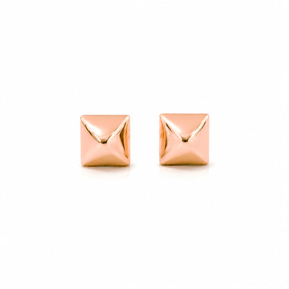Spike Collection: 14K Gold Pyramid Spike Stud Earrings, XS Size