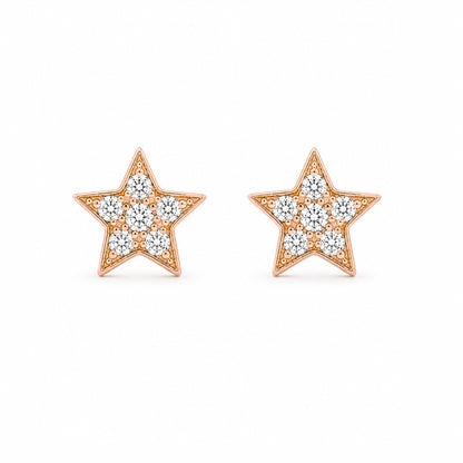 14K Gold Pavé Diamond Star Stud Earrings ~ XS Size