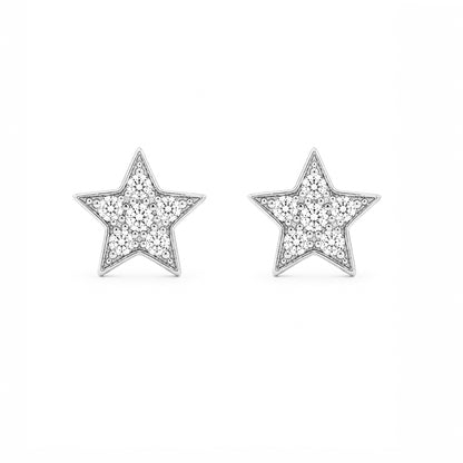 14K Gold Pavé Diamond Star Stud Earrings ~ XS Size