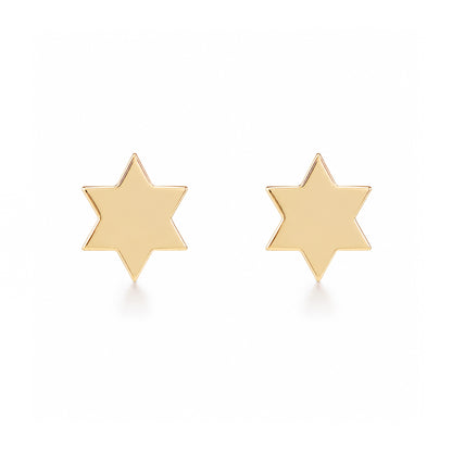 14K Gold Tiny Star of David Stud Earrings