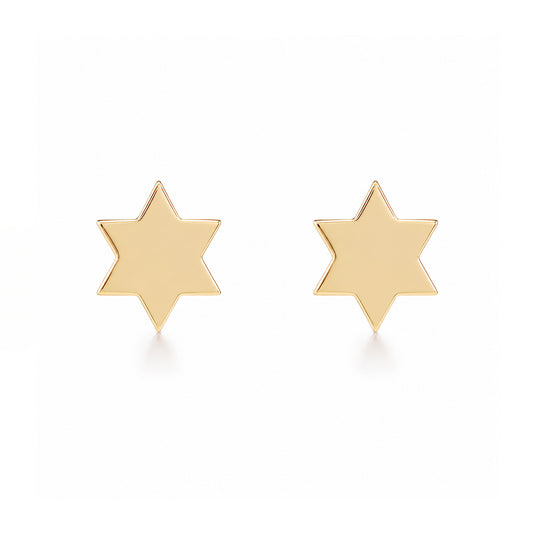 14K Gold Tiny Star of David Stud Earrings
