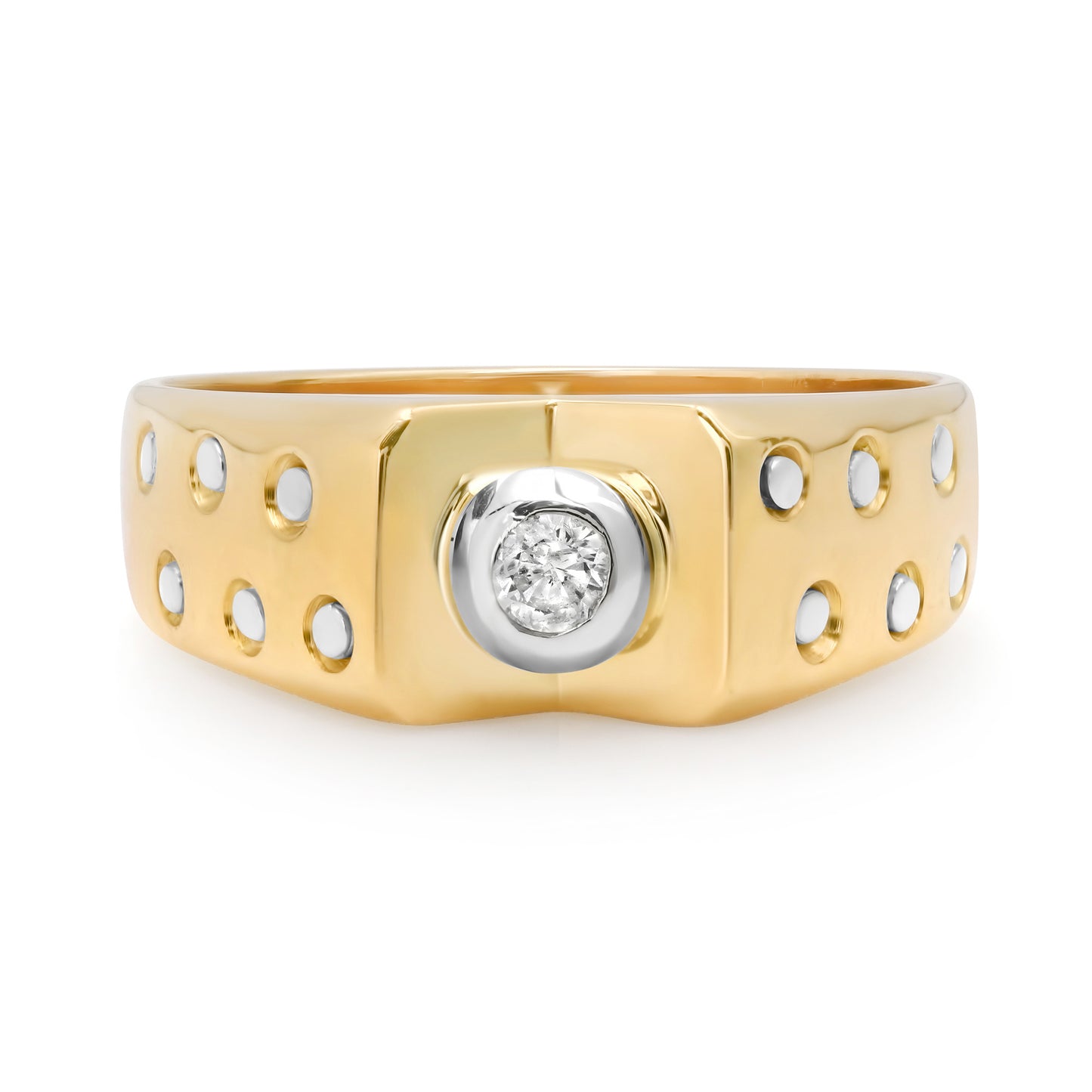 The Two Tone Diamond Polka Dot Signet 18K Ring