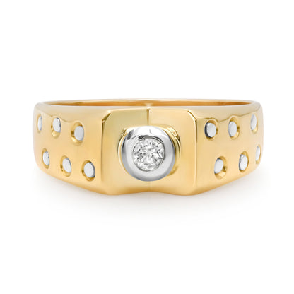 The Two Tone Diamond Polka Dot Signet 18K Ring