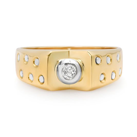 The Two Tone Diamond Polka Dot Signet 18K Ring
