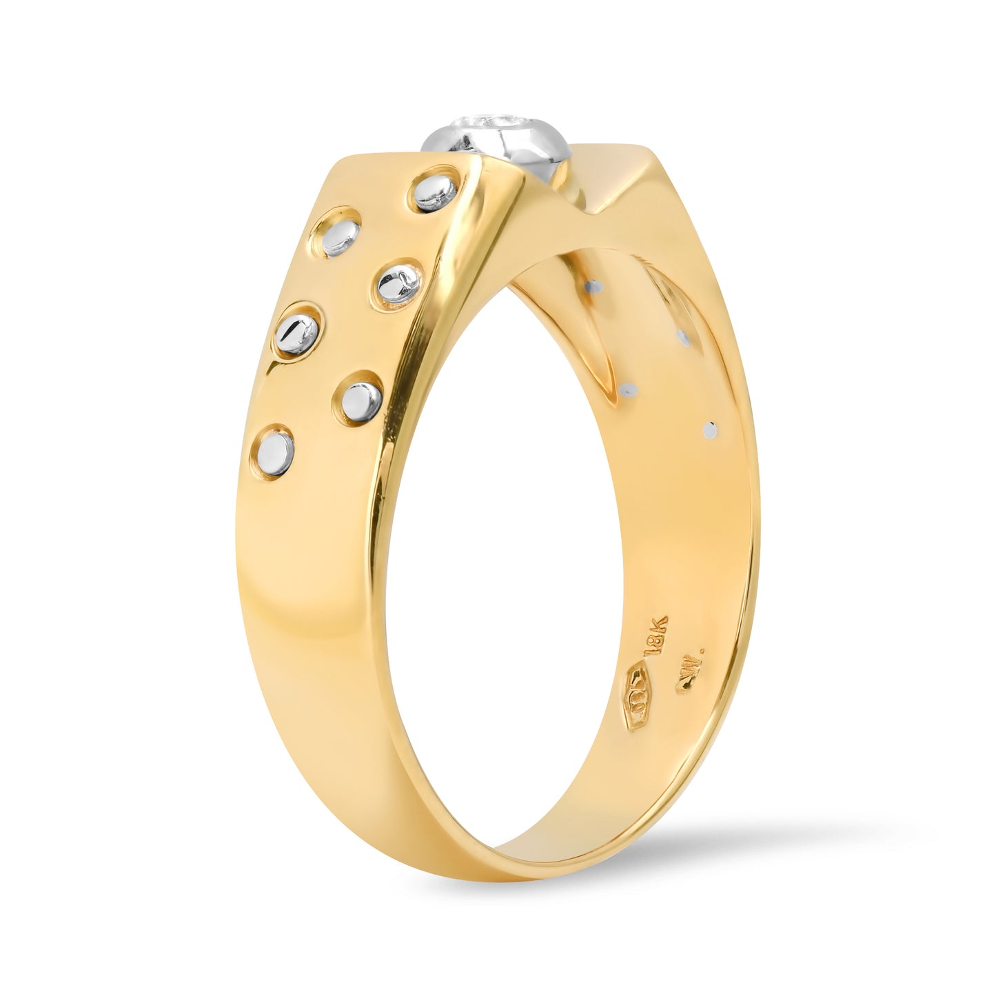 The Two Tone Diamond Polka Dot Signet 18K Ring