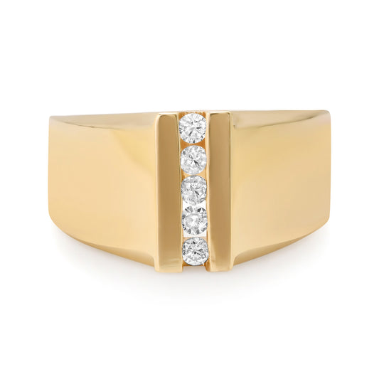 The Linear Diamond 14K Cigar Band Ring