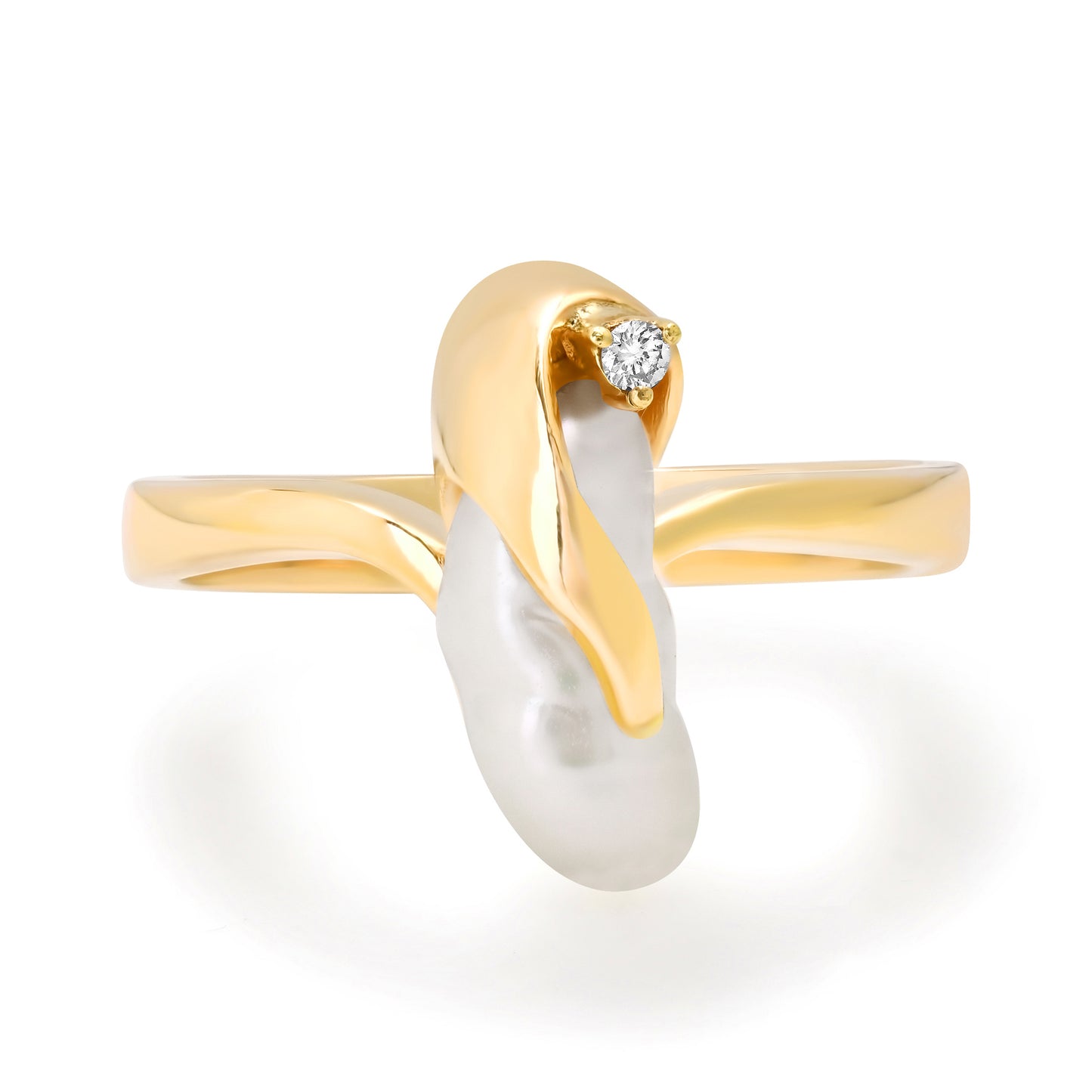 The Pearl & Diamond 14K Banana Ring